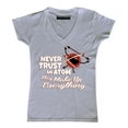 thumbnail image 1 of P&B Never Trust an Atom they Make Up Everything Women's V-neck, White, XL, 1 of 2