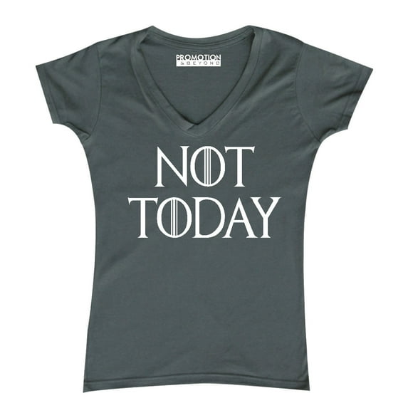 P&B Not Today God of Death Funny Novelty T-shirt Women's V-neck, 2XL, Charcoal