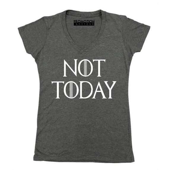 P&B Not Today God of Death Funny Novelty T-shirt Women's V-neck, S, Heather Charcoal