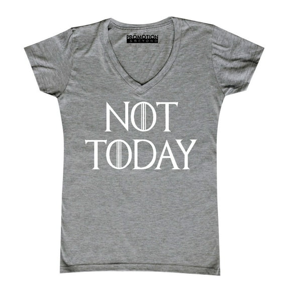 P&B Not Today God of Death Funny Novelty T-shirt Women's V-neck, XL, Heather Grey