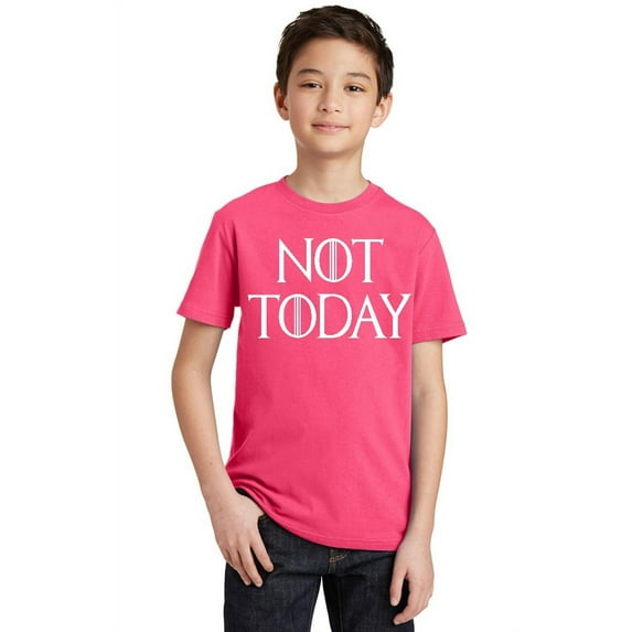 P&B Not Today God of Death Funny Novelty T-shirt Youth T-shirt, Youth M, Cyber Pink