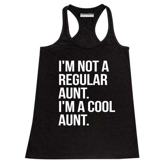 P&B Not a Regular Aunt I'm a Cool Aunt Women's Tank Top, Black, M