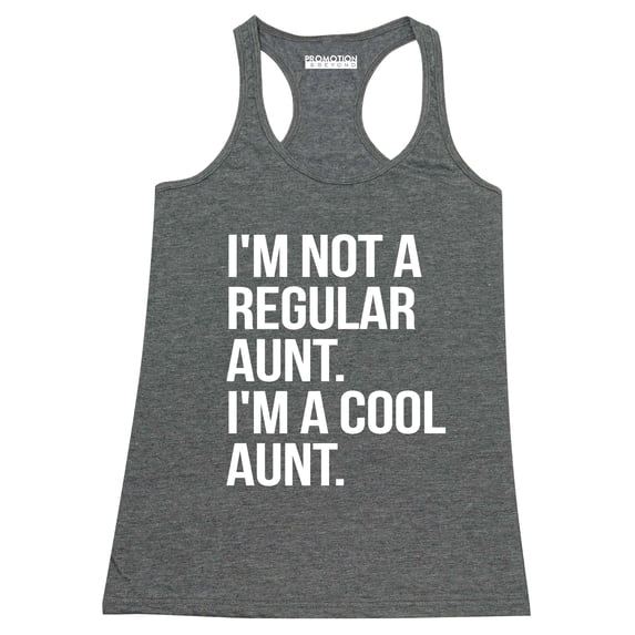 P&B Not a Regular Aunt I'm a Cool Aunt Women's Tank Top, Heather Charcoal, 2XL