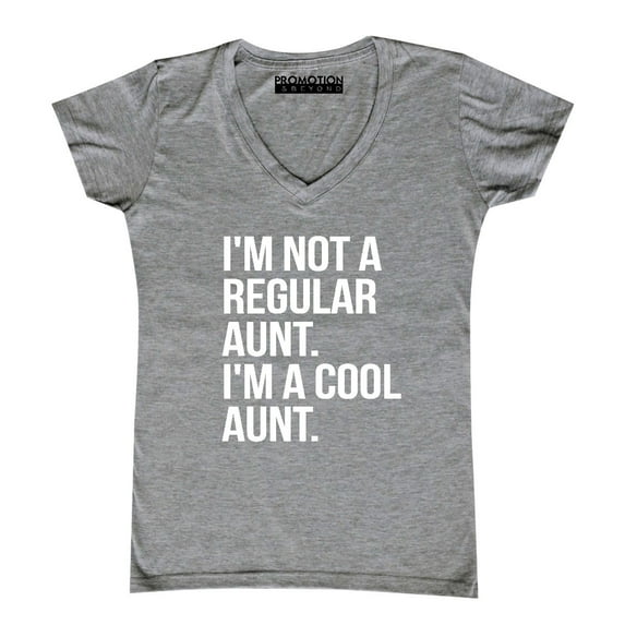 P&B Not a Regular Aunt I'm a Cool Aunt Women's V-neck, Heather Gray, 2XL