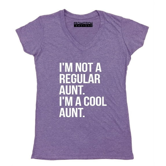 P&B Not a Regular Aunt I'm a Cool Aunt Women's V-neck, Heather Purple, XL