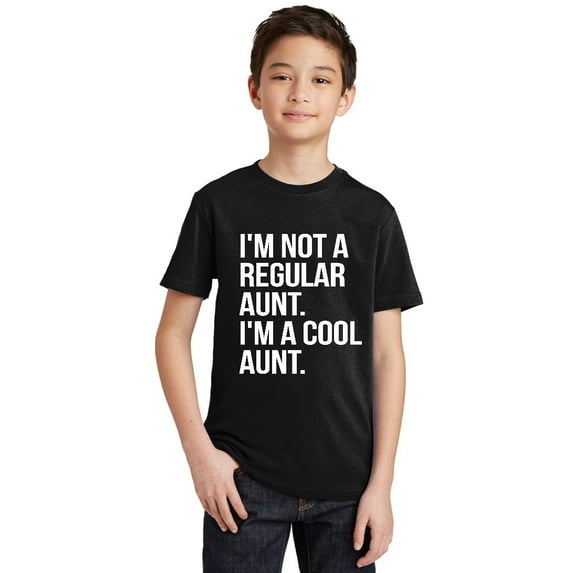 P&B Not a Regular Aunt I'm a Cool Aunt Youth T-shirt, Black, M