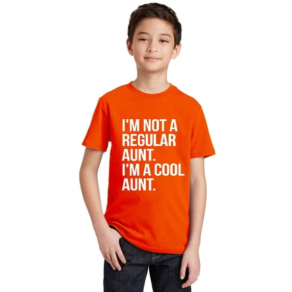 P&B Not a Regular Aunt I'm a Cool Aunt Youth T-shirt, Orange, L