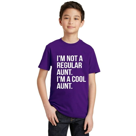 P&B Not a Regular Aunt I'm a Cool Aunt Youth T-shirt, Purple, XL