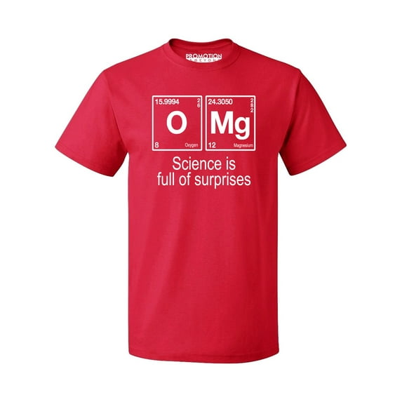 P&B OMG Element Science is Full of Surprises Men's T-shirt, Red, 3XL