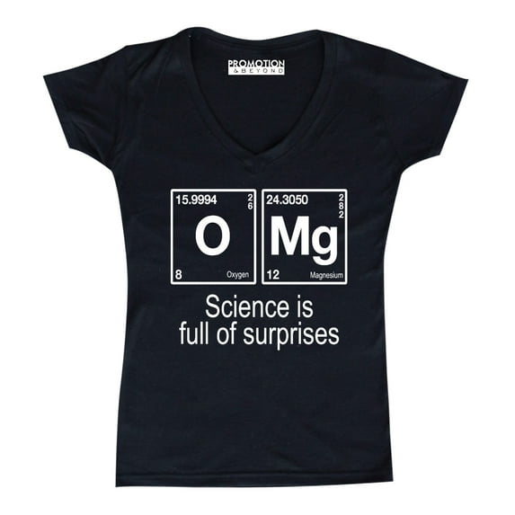 P&B OMG Element Science is Full of Surprises Women's V-neck, Black, S