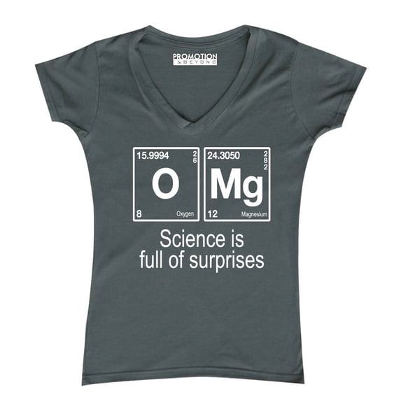 P&B OMG Element Science is Full of Surprises Women's V-neck, Charcoal, 2XL