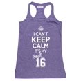 thumbnail image 1 of P&B SWEET SIXTEEN IT'S MY BIRTHDAY! Women's Tank Top, Heather Purple, L, 1 of 2