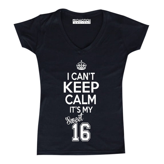 P&B SWEET SIXTEEN IT'S MY BIRTHDAY! Women's V-neck, Black, S
