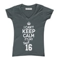 thumbnail image 1 of P&B SWEET SIXTEEN IT'S MY BIRTHDAY! Women's V-neck, Charcoal, S, 1 of 2