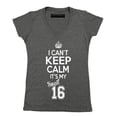 thumbnail image 1 of P&B SWEET SIXTEEN IT'S MY BIRTHDAY! Women's V-neck, Heather Charcoal, L, 1 of 2