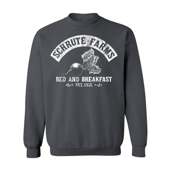 P&B Schrute Farms Beets Bed & Breakfast Funny Crewneck Sweatshirt, 3XL, Charcoal