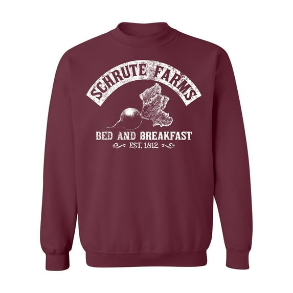 P&B Schrute Farms Beets Bed & Breakfast Funny Crewneck Sweatshirt, 3XL, Maroon