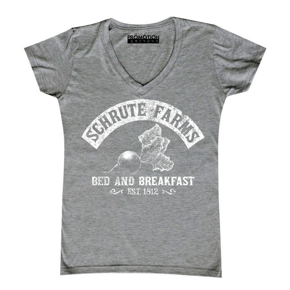 P&B Schrute Farms Beets Bed & Breakfast Funny Women's V-neck, XL, Heather Grey