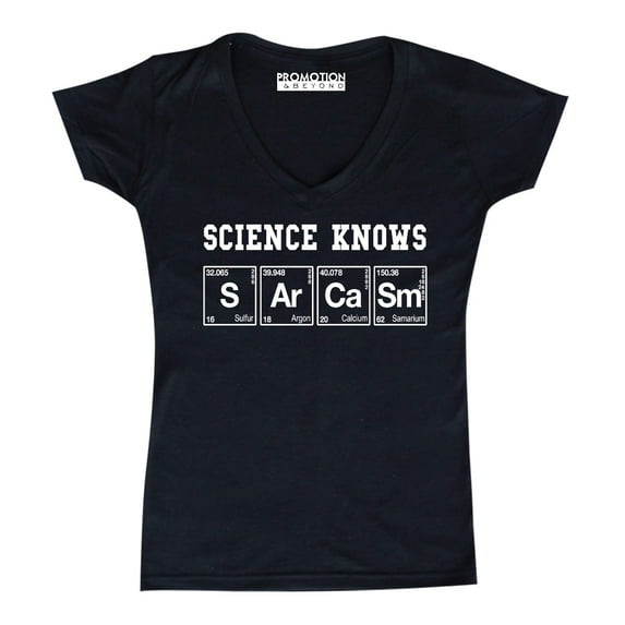 P&B Science Knows Sarcasm Women's V-neck, Black, L