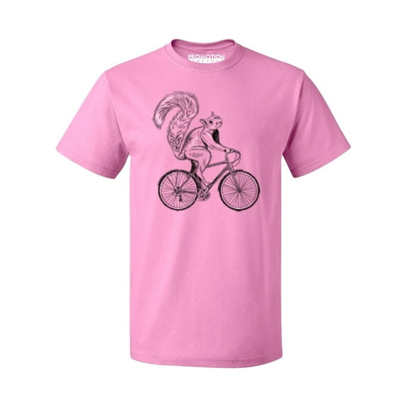 P&B Squirrel Riding Bike Men's T-shirt, XL, Azalea Pink