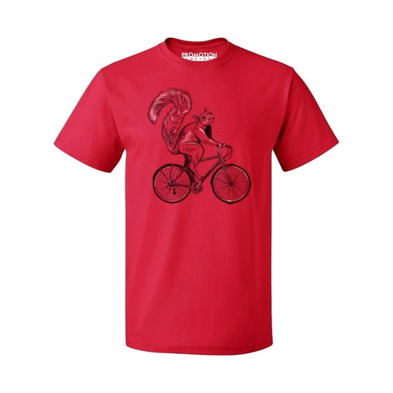 P&B Squirrel Riding Bike Men's T-shirt, XL, Red