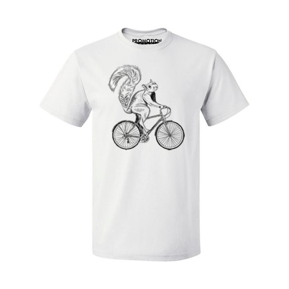 P&B Squirrel Riding Bike Men's T-shirt, XL, White