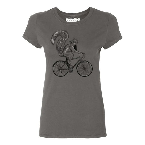 P&B Squirrel Riding Bike Women's T-shirt, 2XL, Charcoal