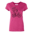 thumbnail image 1 of P&B Squirrel Riding Bike Women's T-shirt, S, Cyber Pink, 1 of 2