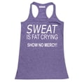 thumbnail image 1 of P&B Sweat Is Fat Crying Show No Mercy Women's Tank Top, Heather Purple, M, 1 of 2