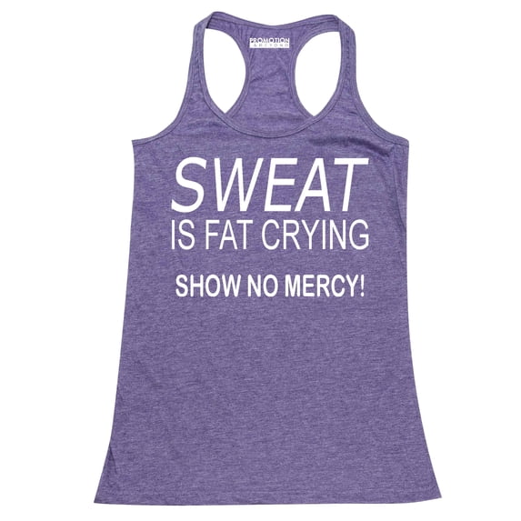 P&B Sweat Is Fat Crying Show No Mercy Women's Tank Top, Heather Purple, M