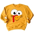 thumbnail image 1 of P&B Thanksgiving Silly Turkey Face Crewneck Sweatshirt, L, Gold, 1 of 5