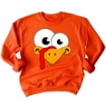 thumbnail image 1 of P&B Thanksgiving Silly Turkey Face Crewneck Sweatshirt, L, Orange, 1 of 5