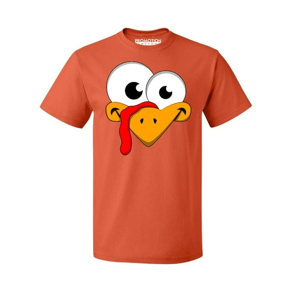 P&B Thanksgiving Silly Turkey Face Men's T-shirt, L, Orange