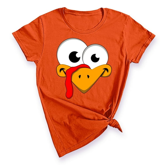 P&B Thanksgiving Silly Turkey Face Women's T-shirt, 2XL, Orange