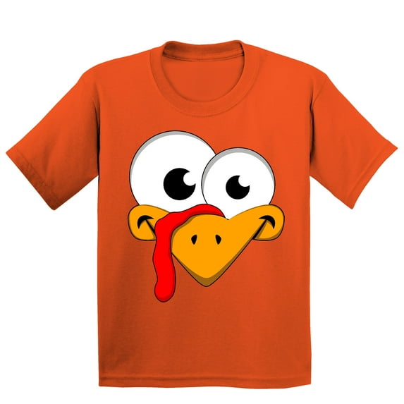 P&B Thanksgiving Silly Turkey Face Youth T-shirt, Youth XL, Orange
