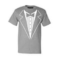 thumbnail image 1 of P&B Tuxedo White Funny Wedding Ceremony Party Men's T-shirt, 2XL, H. Grey, 1 of 2