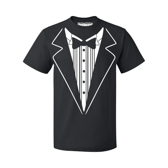 P&B Tuxedo White Funny Wedding Ceremony Party Men's T-shirt, 3XL, Black