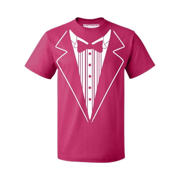 P&B Tuxedo White Funny Wedding Ceremony Party Men's T-shirt, L, Cyber Pink
