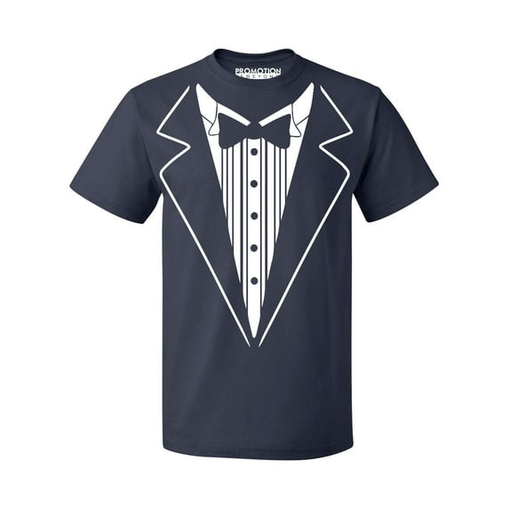 P&B Tuxedo White Funny Wedding Ceremony Party Men's T-shirt, L, Navy