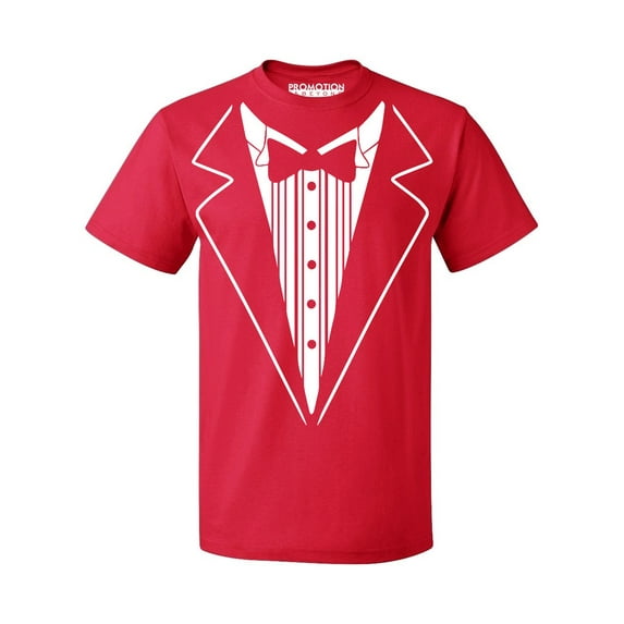 P&B Tuxedo White Funny Wedding Ceremony Party Men's T-shirt, L, Red