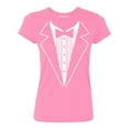 thumbnail image 1 of P&B Tuxedo White Funny Wedding Ceremony Party Women's T-shirt, 2XL, Azalea Pink, 1 of 2