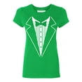 thumbnail image 1 of P&B Tuxedo White Funny Wedding Ceremony Party Women's T-shirt, 2XL, Green, 1 of 2