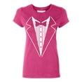 thumbnail image 1 of P&B Tuxedo White Funny Women's T-shirt, 3XL, Cyber Pink, 1 of 2