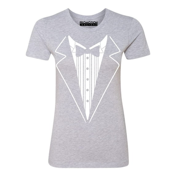 P&B Tuxedo White Funny Women's T-shirt, L, H. Grey