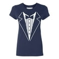 thumbnail image 1 of P&B Tuxedo White Funny Women's T-shirt, M, Navy, 1 of 2