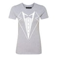 thumbnail image 1 of P&B Tuxedo White Funny Women's T-shirt, XL, H. Grey, 1 of 2
