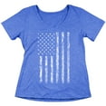 thumbnail image 1 of P&B White Distressed USA Flag 4th of July Independence Day Women's V-neck, Heather Royal, L, 1 of 2