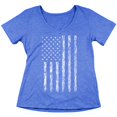 thumbnail image 1 of P&B White Distressed USA Flag 4th of July Independence Day Women's V-neck, Heather Royal, XL, 1 of 2
