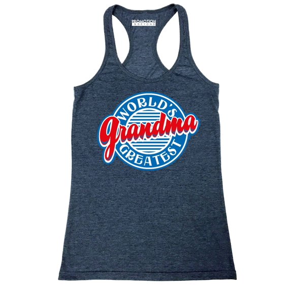 P&B World's Greatest Grandma Funny Women's Tank Top, Heather Navy, L