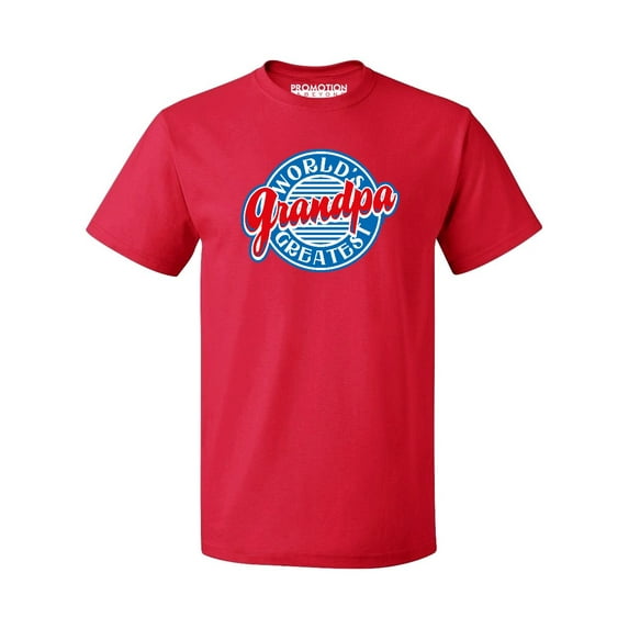 P&B World's Greatest Grandpa Funny Men's T-shirt, 2XL, Red